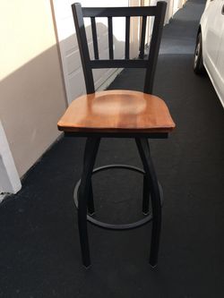 Tall Iron and maple bar Stools