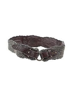 Anthropologie Jasper & Jeera Beaded Brown Leather Belt Women's size Small