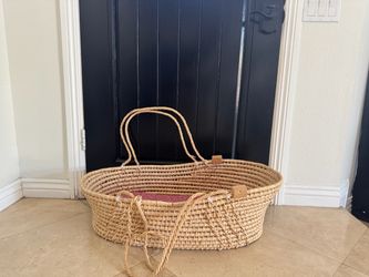 Large Handwoven Moses Basket with Cushion