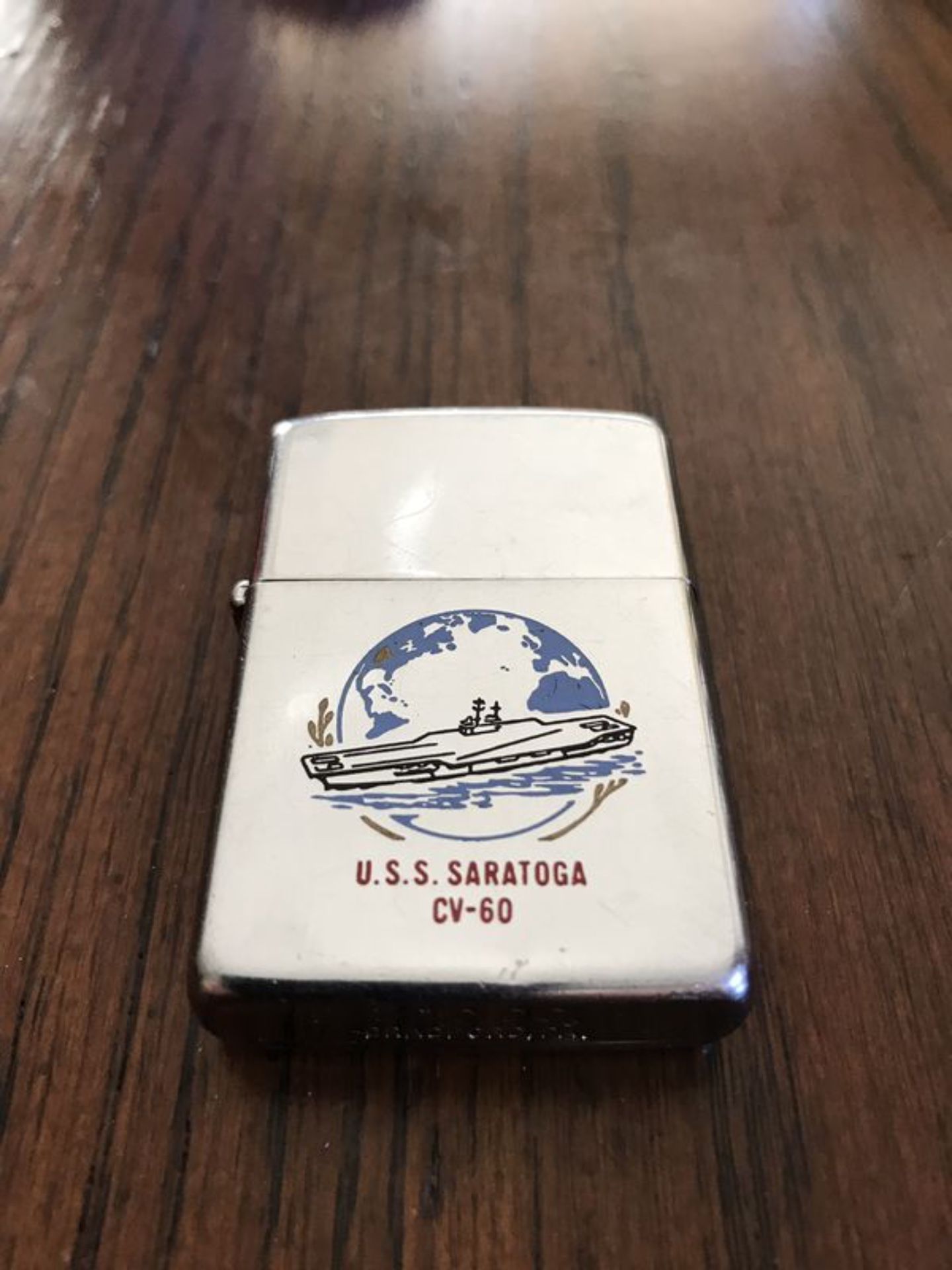 U.S.S Saratoga CV-60 Early 80s Era ZIPPO Lighter Works Perfect . 40$