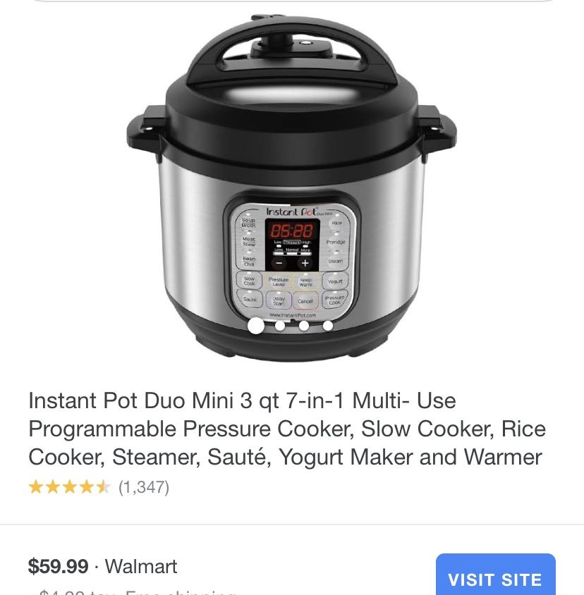 Instant Pot DUO mini 3-Quart 7-in-1 Multi-Use Programmable Pressure Cooker, Slow Cooker, Rice Cooker, Steamer, Sauté, Yogurt Maker and Warmer