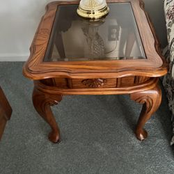 Vintage Claw Foot Solid Oak Wood Table Set 