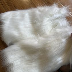 White Faux Fur Boot Covers / Leg Warmers — Costume / Winter Style