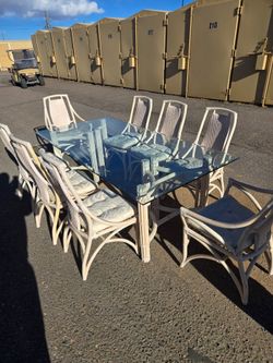 8 chair and glass table dining room set