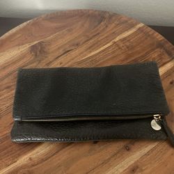 Clare V Black Leather Roll Up Clutch 