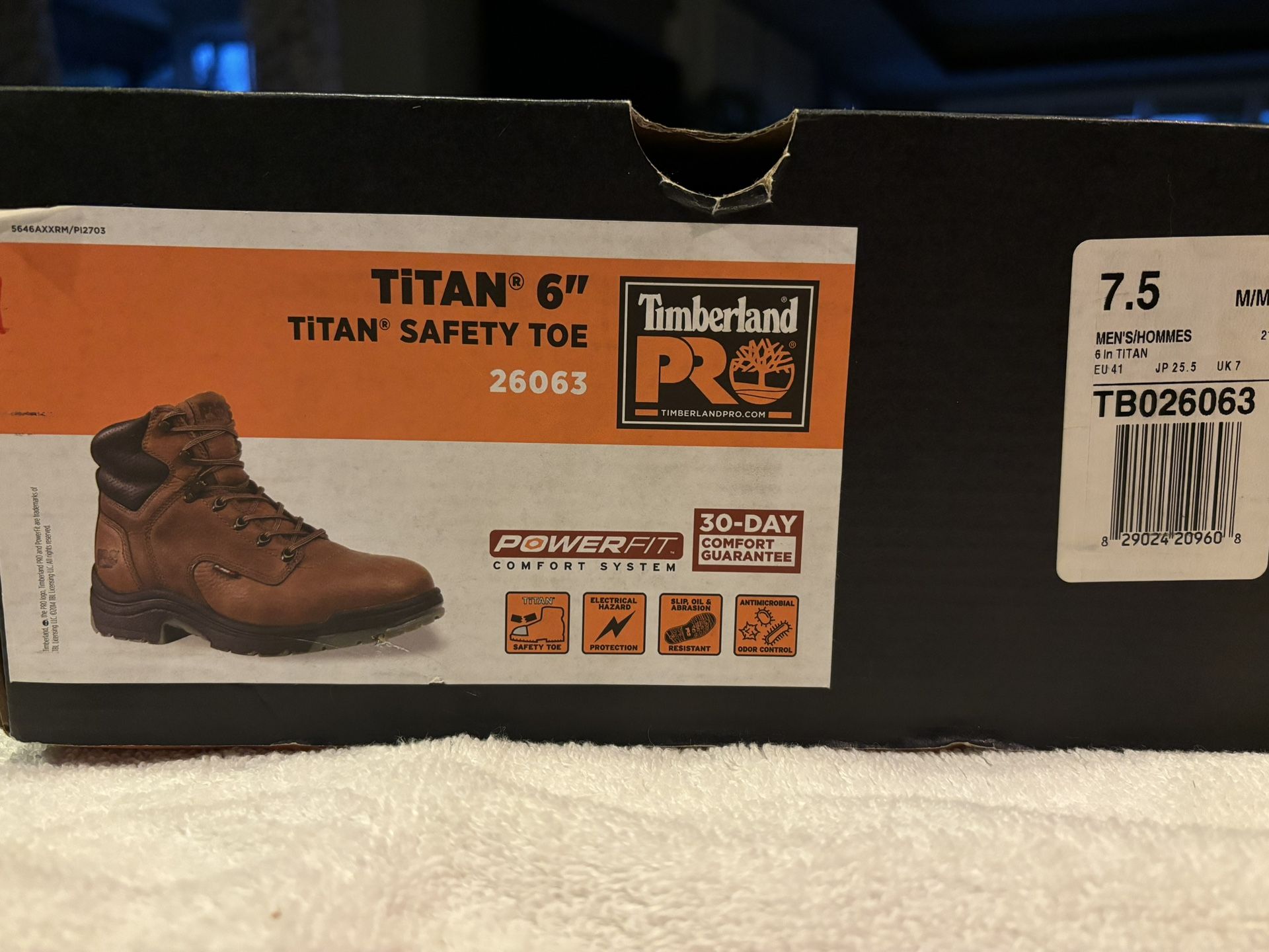 Size 8 Timberland PRO Boots: Men's Black 26063 TiTAN Safety Toe EH 6" Work Boots