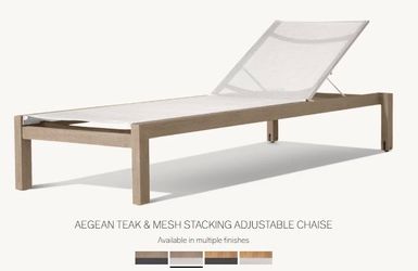 2 New-Restoration Hardware Aegean Teak and mesh adjustable chaise