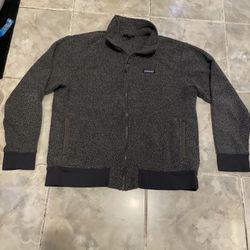 Patagonia Woolyester Fleece Better Pile Sweater SZ L Gray Full Zip Warm