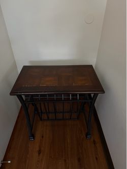Solid Wood Side Table with Storage Shelf