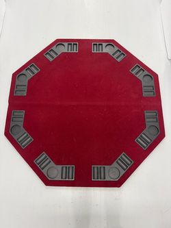 8-Player Octagon Poker Table Top Red Felt with Cup Holders & Chip Trays 48”