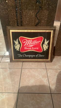 Miller high life glass wood frame