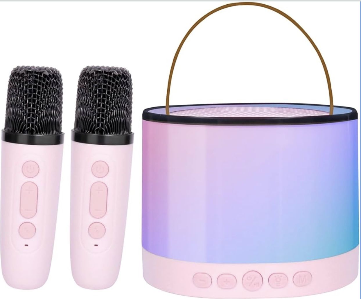 BRAND NEW Portable Bluetooth Mini Kids Karaoke Speaker with 2 Wireless Mics and LED Color Lights