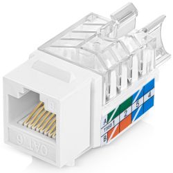 Everest 45° Angled RJ45 Cat6 Keystone Jacks 100-Pack in White - Slim Profile Female RJ45 Connectors