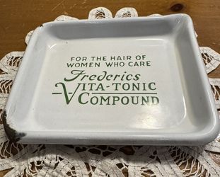 Vintage Pharmaceutical Vita-Tonic Porcelain Over Metal Tray