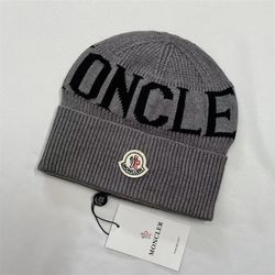 Monclear men grey logo-patch cotton beanie