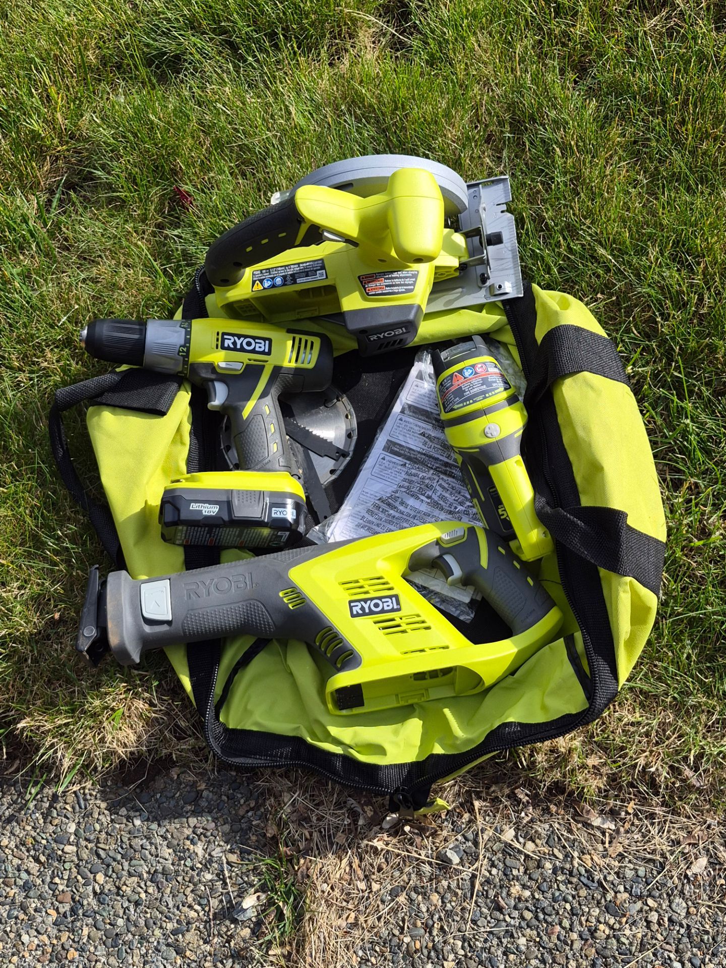 Bag of Ryobi tools