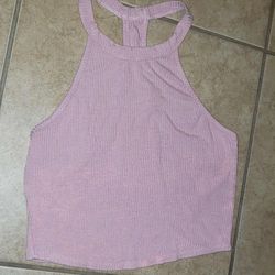 WOMEN'S JUNIOR'S SIZE LARGE L BOZZOLO SOFT BABY PINK RAZORBACK RAZOR BACK TANK TOP SHIRT HALTER