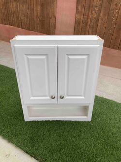 White Wall Cabinet with Open Bottom Shelf