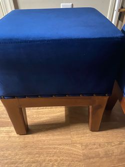 2 Blue Velvet Ottoman