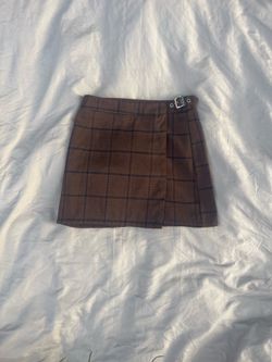 Pacsun RSQ brown and black plaid mini skirt.