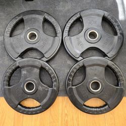 Good condition 35lb and 45lb Rubber Coated Olympic Grip Plates