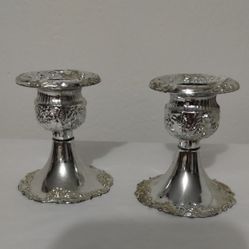BRAMA SILVER PLATED CANDLESTICK SET OF 2 / 3" - Z997