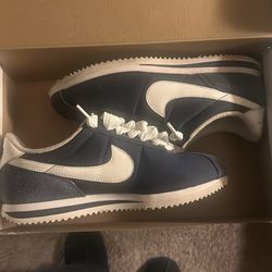 Nike Cortez Navy Midnight/ White w Thick Laces