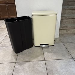 EKO Madison Vanilla Stainless Steel 50 Liter/13.2 Gallon Step Trash Can with Inner Liner - Fingerprint Resistant Finish