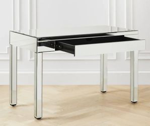Z Gallerie Studio Mirrored Desk, One-Drawer Vanity Table