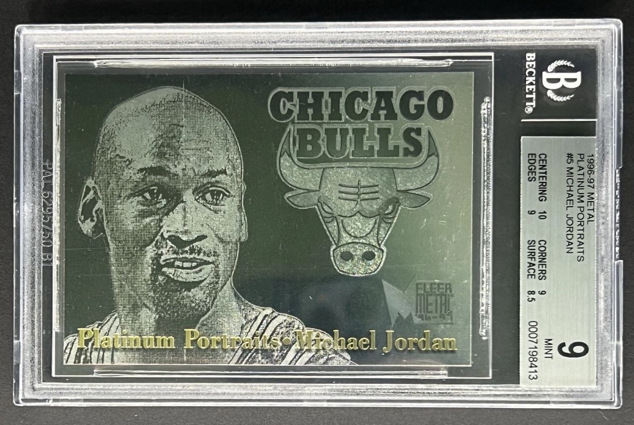 MICHAEL JORDAN 1996-97 METAL PLATINUM PORTRAITS BGS 9 - 10 CENTERING