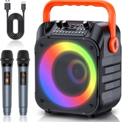 Karaoke Machine with 2 Wireless Microphones,Portable Karaoke Machine for Adults & Kids,Karaoke Microphone with PA System,Karaoke Speaker Supports for 