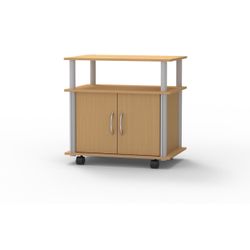 Home Basics Rolling Wood TV Stand with Cabinet, Natural