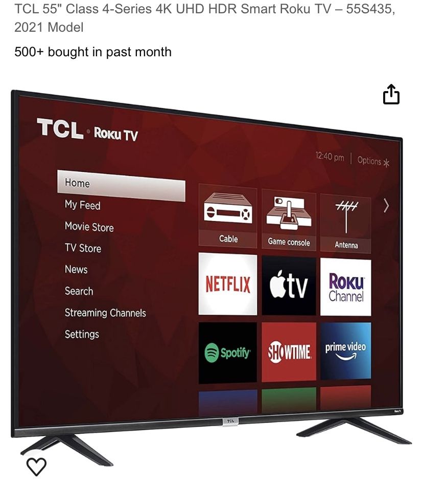 TV 55 inches Class 4- Series 4K Smart Roku TV