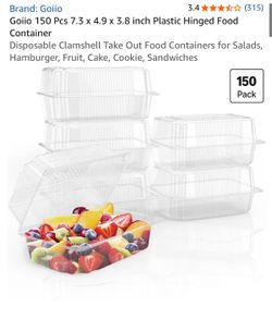 Goiio 150-Pack Plastic Hinged Food Containers