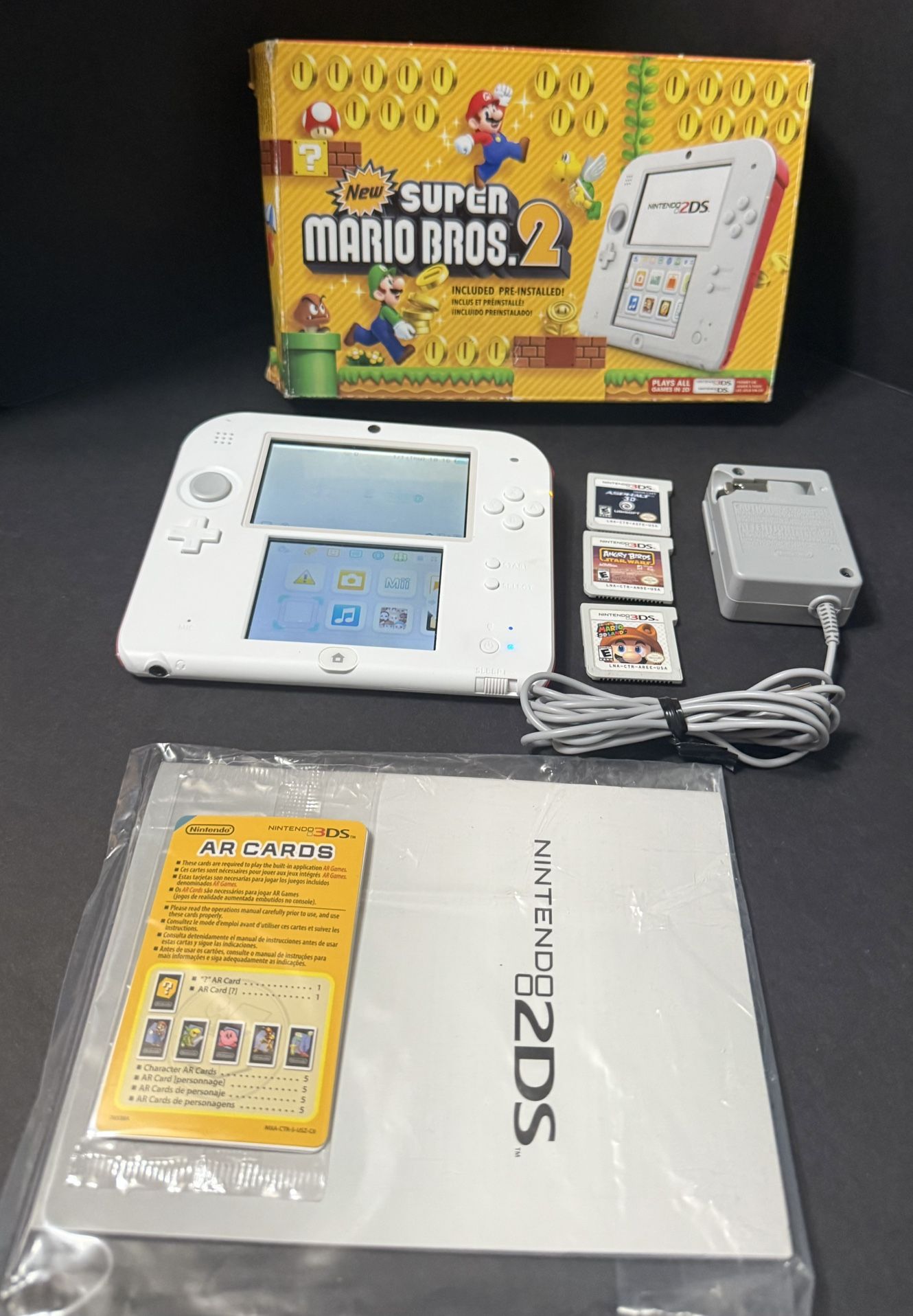 Nintendo 2DS Super Mario Bros. 2 Console Bundle - Angry Birds Star Wars & More - IN BOX - TESTED