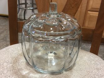 Glass pumpkin vintage cookie jar