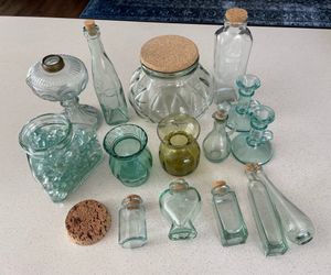 Collection of colored glass objects