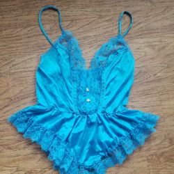 Pretty Blue Satin/Lace Night Top