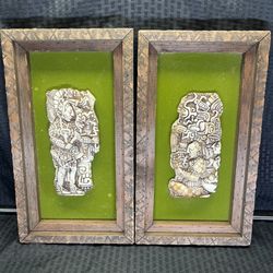 Mayan Aztec 3D Sculpture Wood Framed Wall Art 