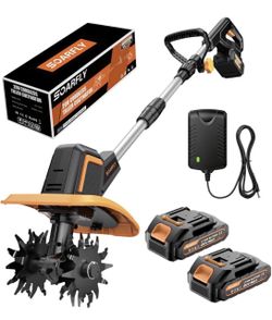Cordless Tiller Cultivator 20V Soarfly Garden Soil 4-Sided Tool Head Open Box