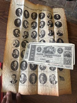 US Presidents Chart & Bank of Gallipolis Facsimile Notes