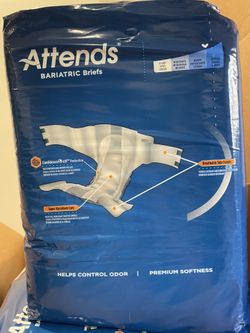 Attends Bariatric Briefs with tabs for Adult Incontinence Care with ConfidenceCuff Protection, Ultimate Absorbency, XXX-Large, 8-Count (x4
