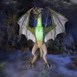 8ft Gruesome Grounds Giant-Sized Color Changing Animated LED Wyvern 