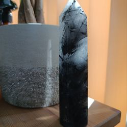 Stunning Tourmalinated Crystal Tower Black Tourmaline Clear Quartz