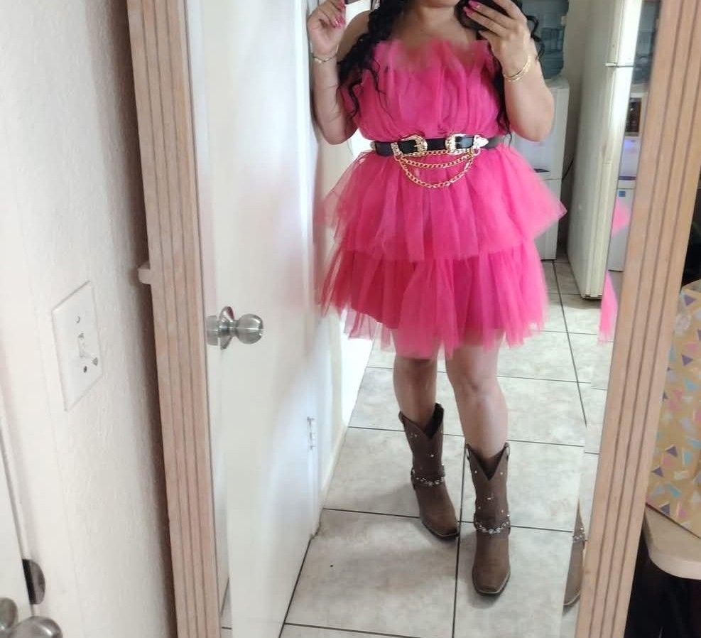 Vestido Rosa De Tull Xl