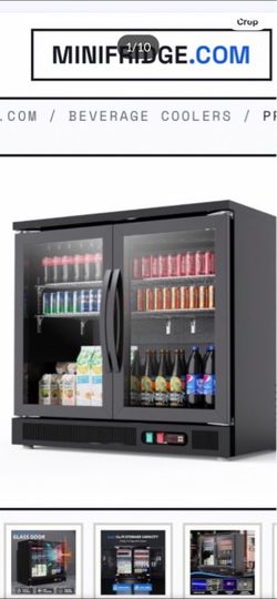 Back Bar Cooler, 8.8 cu.ft Under Counter Mini Fridge Beverage Refrigerator with 2 Glass Sling Doors, Commercial Display Fridge with LED Lighting for S