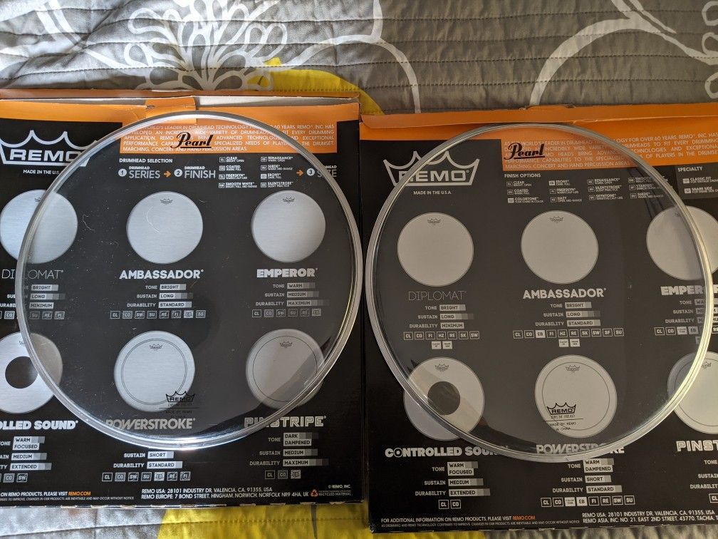 2 Remo Pearl Controlled Sound Clear 12" Drum Head