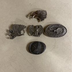 Vintage  Pewter  Eagle Belt  Buckles Lot 
