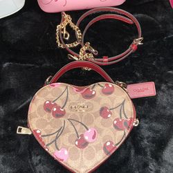 Coach Tan Cherry Heart Purse