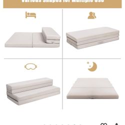 Giantex 4" Thick Folding Portable Mattress Pad Sofa Bed with Carrying Handles and Removable Washable Fabric, High-Density Foam Futon Sleepover Guest E